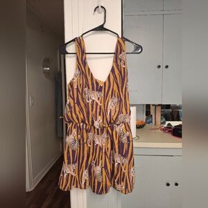 Adrienne Orange and Purple Patterned Dress